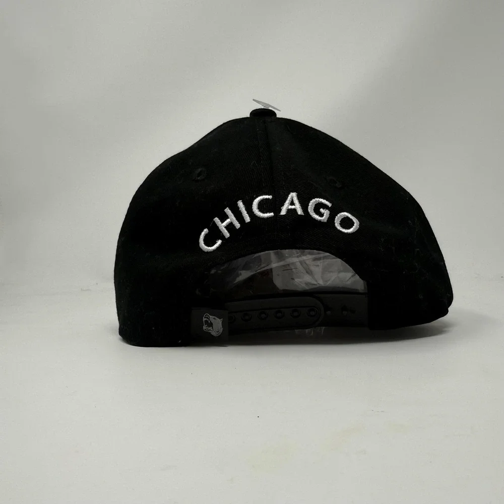 Chicago Flag Hat Cap Snap Back Black Pit Bull Mens Flat Bill Embroidered